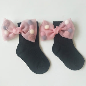 New Baby Girls Socks With Bows Toddlers Infants Cotton Ankle Socks Beading Baby Girls Princess Sock Cute Children Socks