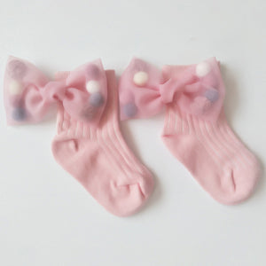 New Baby Girls Socks With Bows Toddlers Infants Cotton Ankle Socks Beading Baby Girls Princess Sock Cute Children Socks