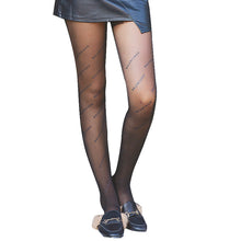 Load image into Gallery viewer, Spring and Autumn Tide Black Printed Alphabet Socks Children Fashionable Sexy Ultra-thin Jacquard Bottom Pantyhose Silk Socks